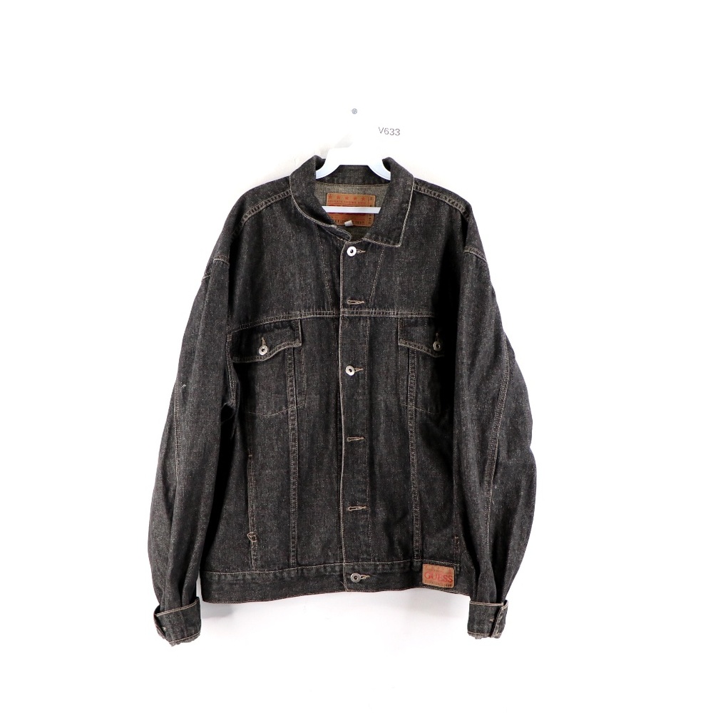 Vtg 90s Guess Streetwear Distressed Denim Jacket
